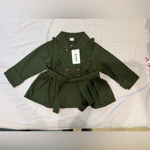 Green Ruffled Trench Coat